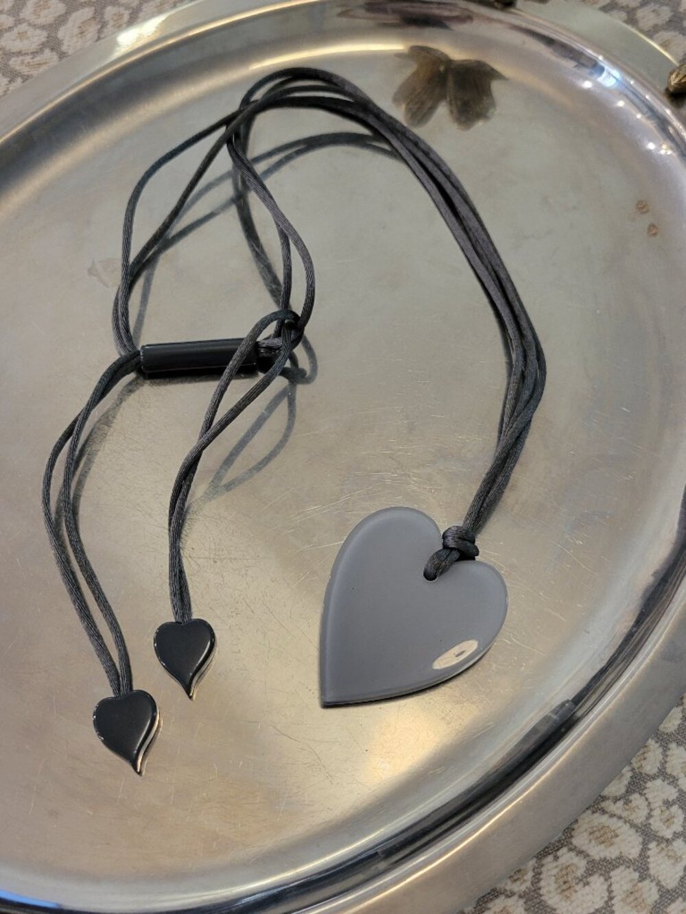 Grey/Heart Adjustable Necklace